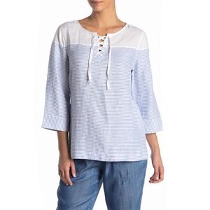 Tommy Bahama Crystalline Waters Lace-Up Linen Top